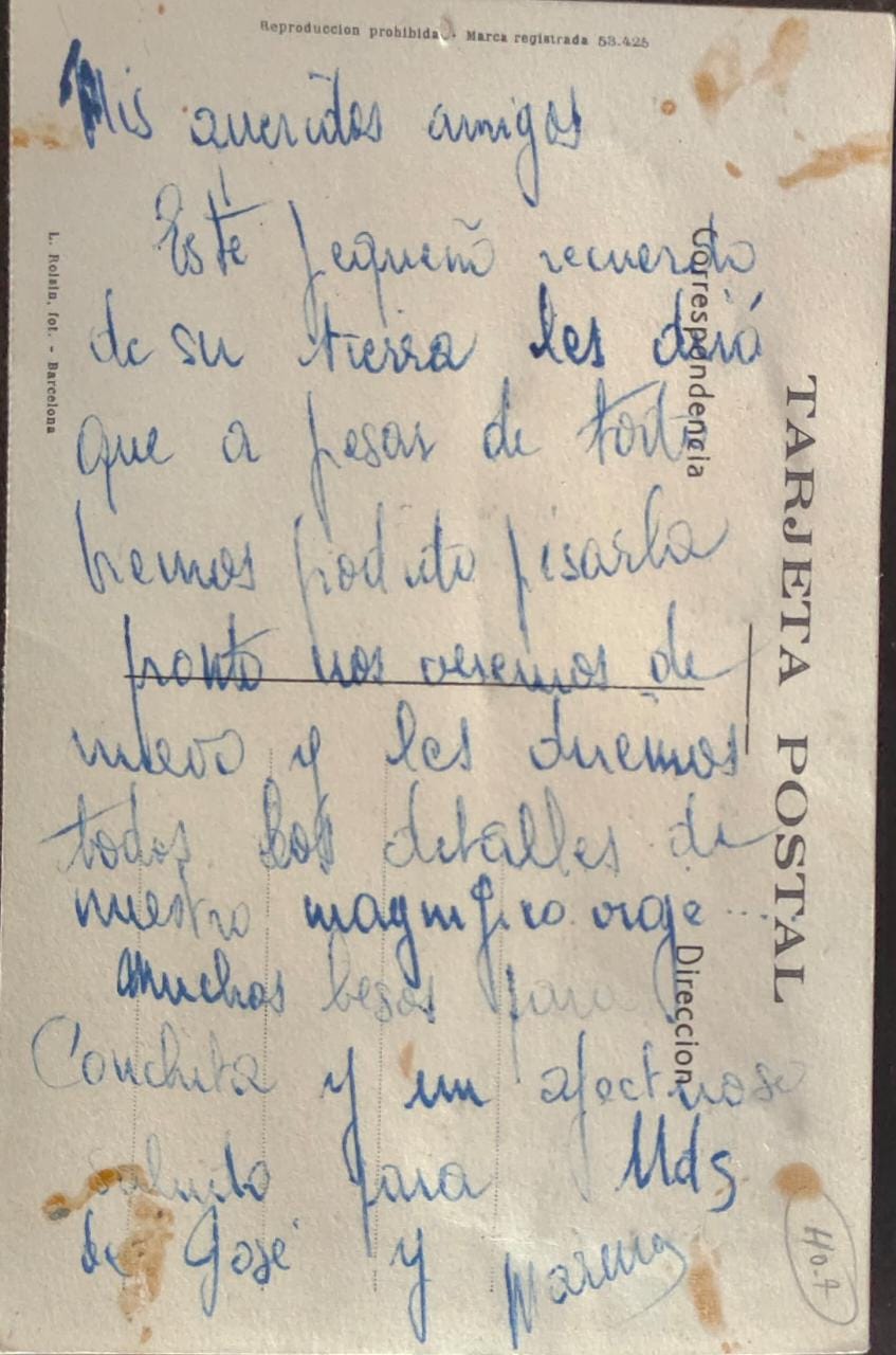 A very unique vintage postcard from Spain -Used post card