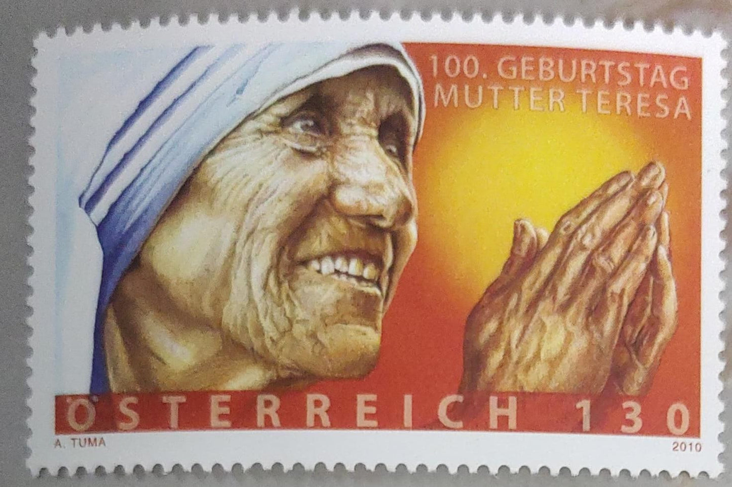 Austria Mother Teresa stamp. MNH