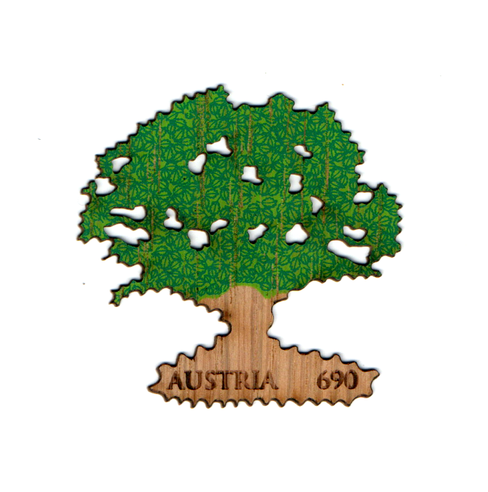 Austria very rare and beautiful stamp on odd shaped tree 🌲 stamp- stamp is made from real Oak.