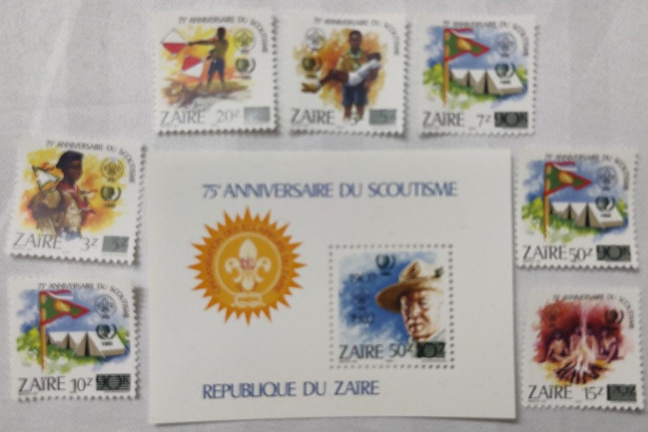 Scouts set of 7 stamps + 1 MS