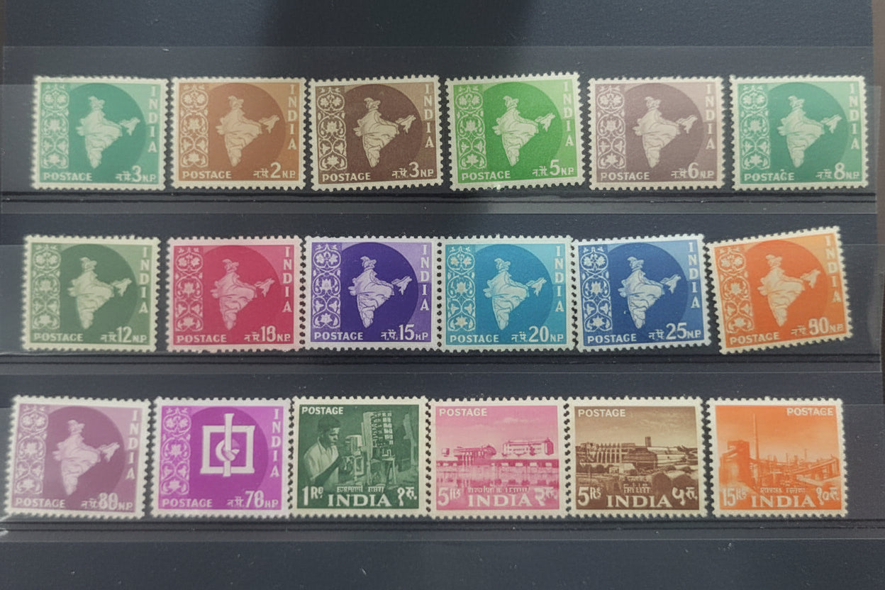 3rd series 1957 --18 different, Ashokan watermark MNH, complete set.