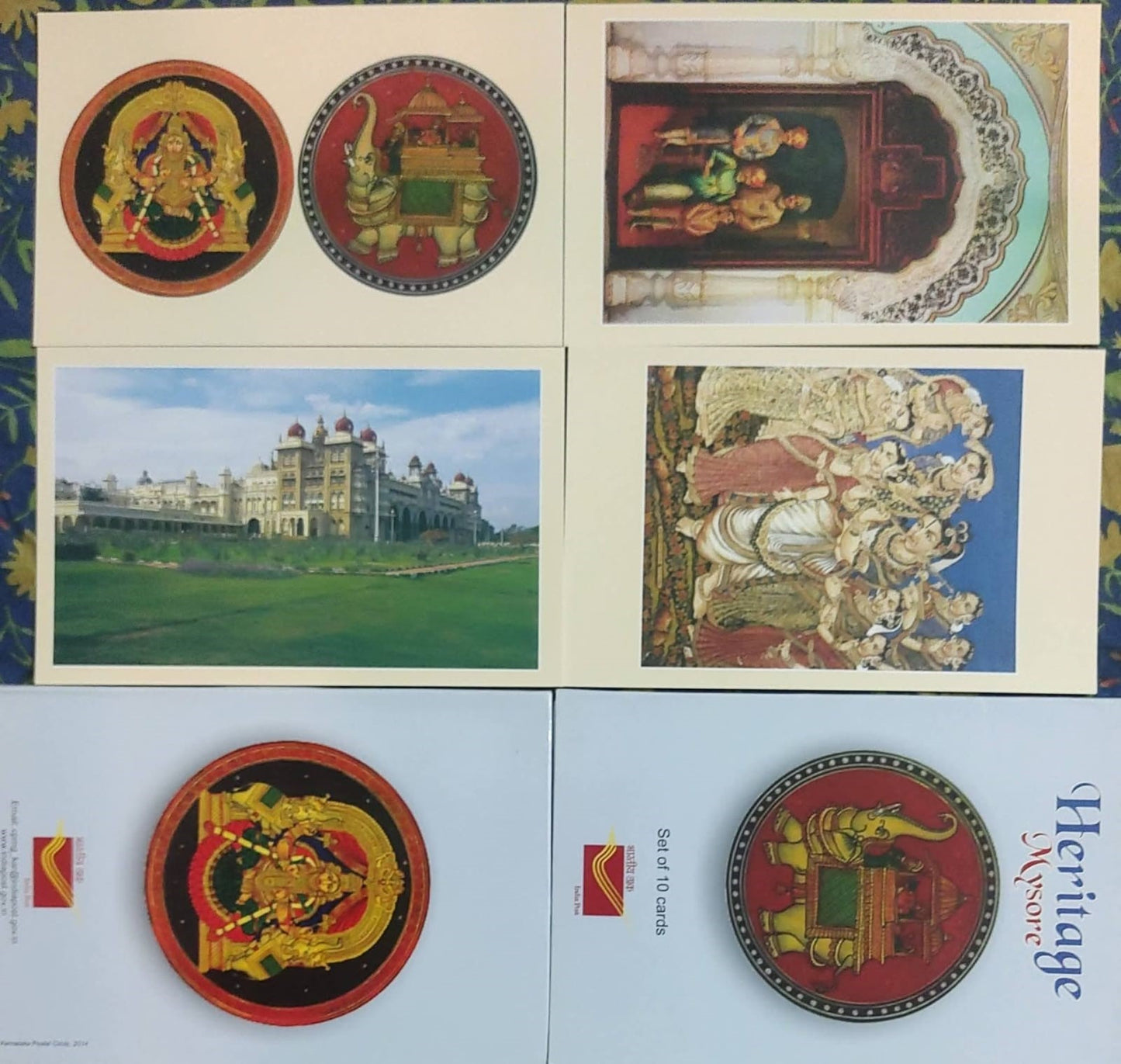 Beautifully designed picture postcards by India Post KA circle. On Mysore issued in 2014. Blank postcards.