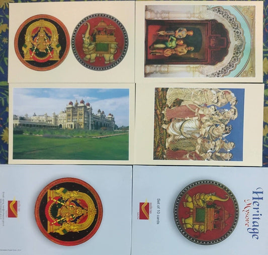 Beautifully designed picture postcards by India Post KA circle. On Mysore issued in 2014. Blank postcards.