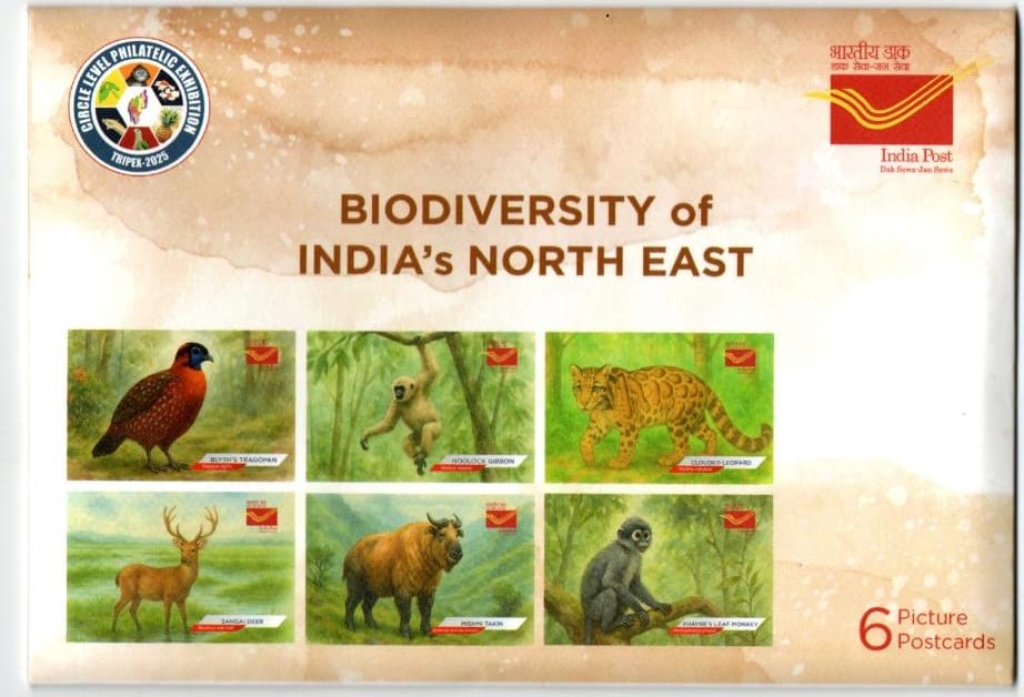 A beautiful set of picture postcards on Biodiversity of India's North East, with inauguration day Ujjayanta Palace ,Agartala