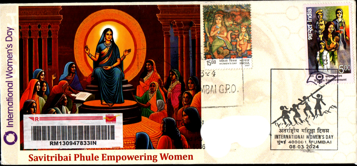 Special Cancellation Postally Travelled Cover on International Women's Day-08.03.2024 from Mumbai