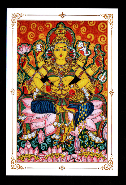 Nirakkoottu- set of 4 beautiful Picture postcards on hindu Gods and Goddess- paintings done by a transgender person .