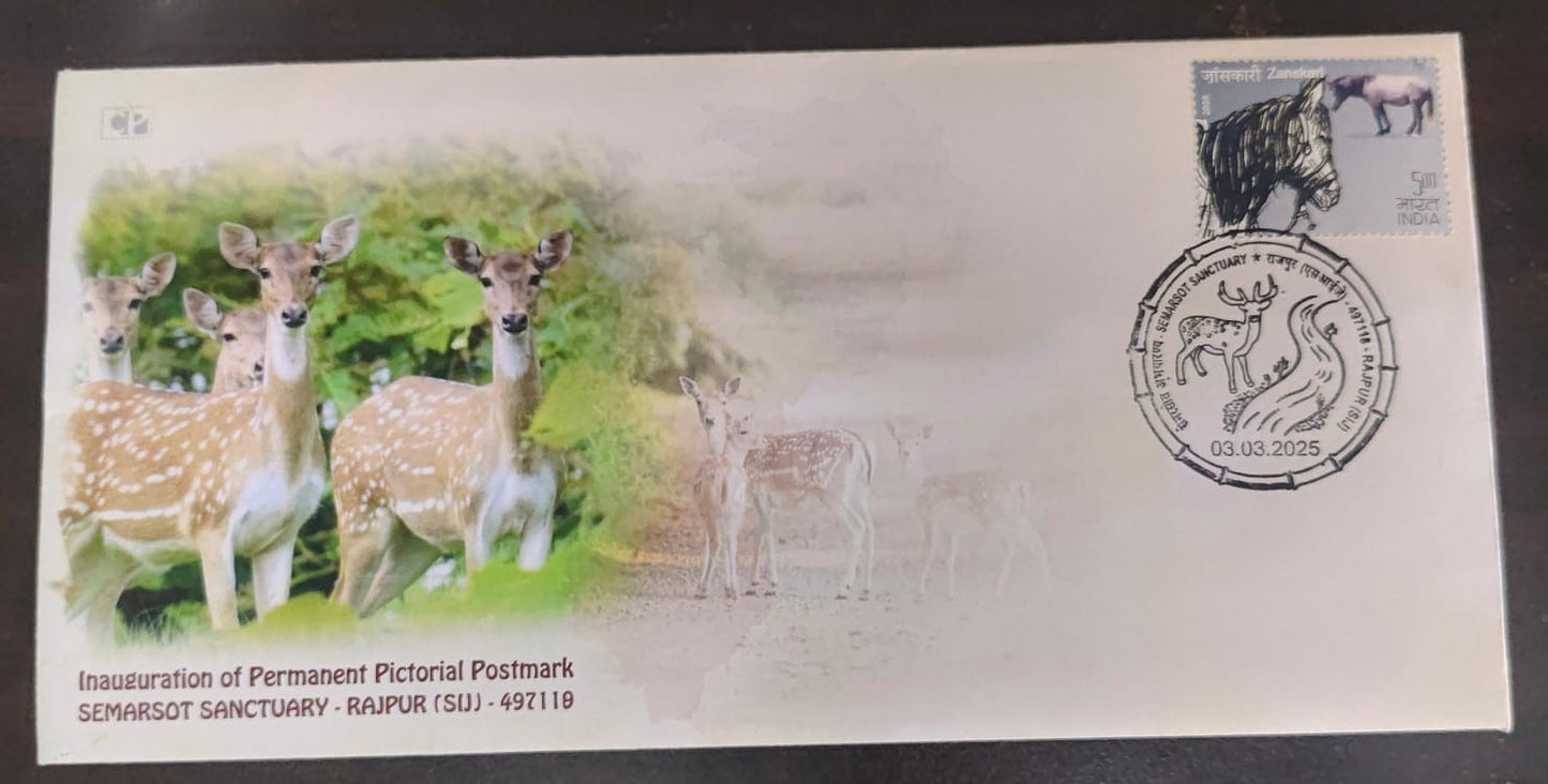 Semarsot Sanctuary inauguration day PPC on private cover on deer