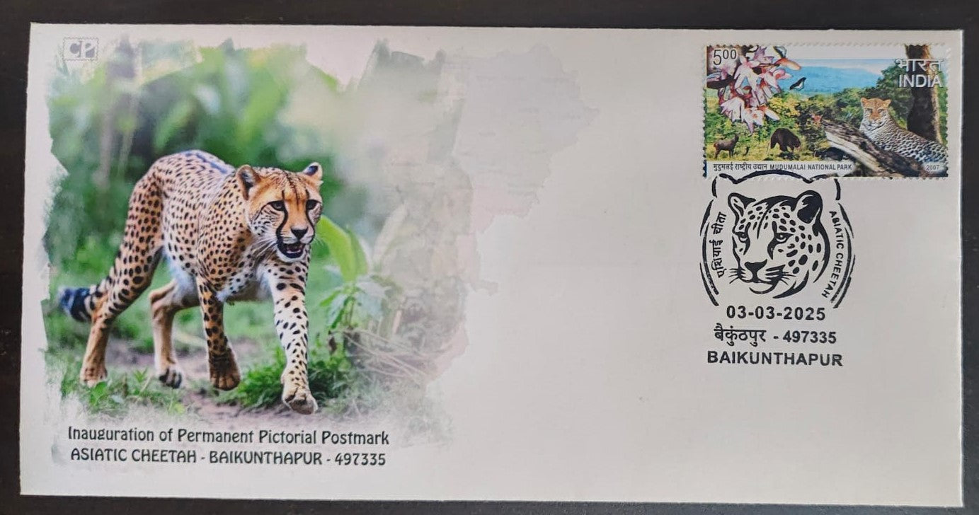 Asiatic Cheetah Reserve inauguration day PPC on private cover on cheetah