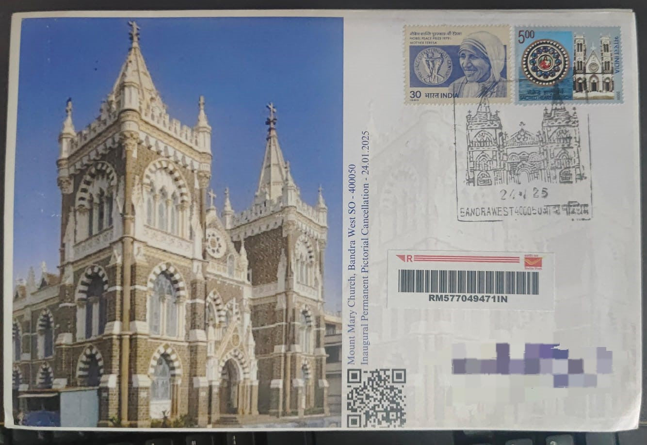 St.Mary's Church, Bandra Inaguration day PPC on travelled cover