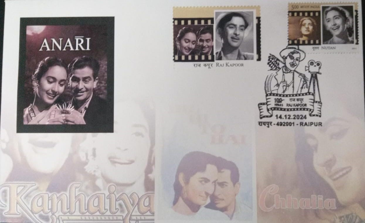 thematic pvt covers on Raj Kapoor with special cancellation issued on his 100th anniversary, from Raipur.