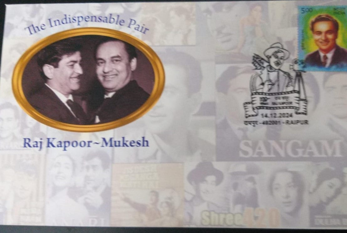 thematic pvt covers on Raj Kapoor with special cancellation issued on his 100th anniversary, from Raipur.