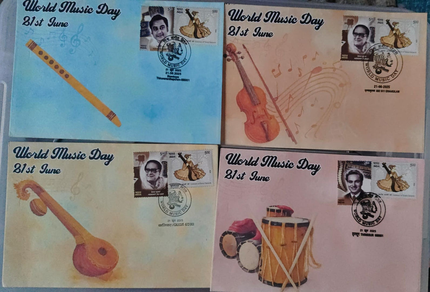 International day for music- Special cancellation 21.6.2025 On private cover designed by bharatexotics,
