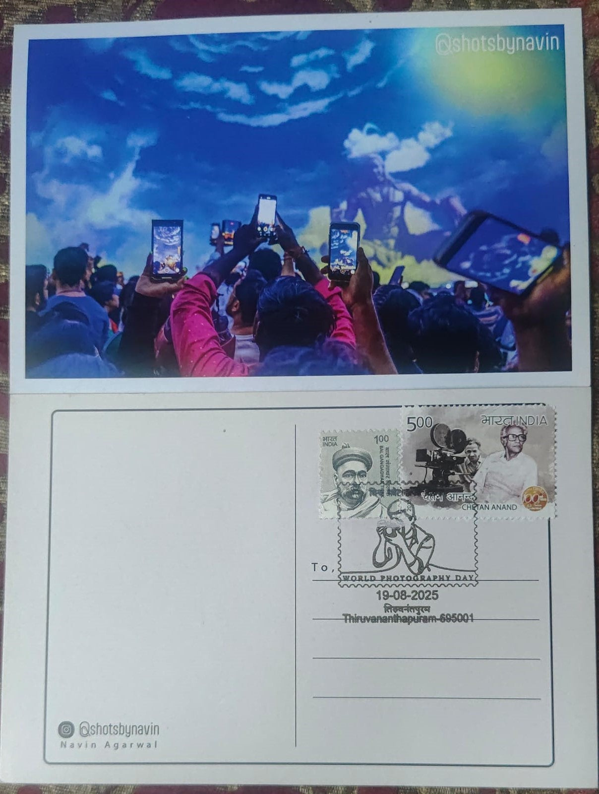 world Photography Day Special cancellation 19.08.2025 On Picture Post card