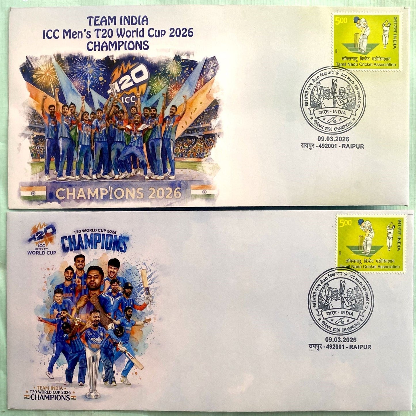 T20 World Cup cricket ЁЯПП which India ЁЯЗоЁЯЗ│ won . 2 beautiful private covers with cricket relevant stamps.