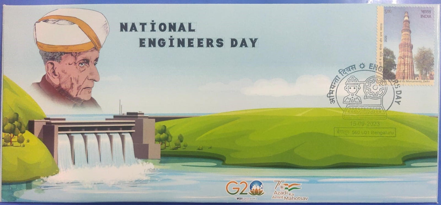 National Engineers Day special cancellation issued on 15-09-2023 from Bengaluru -on private cover