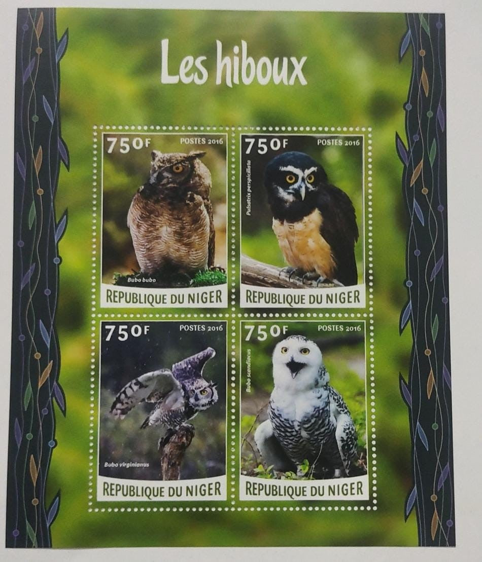 2016 Niger MS of four stamps on 🦉🦉 owls