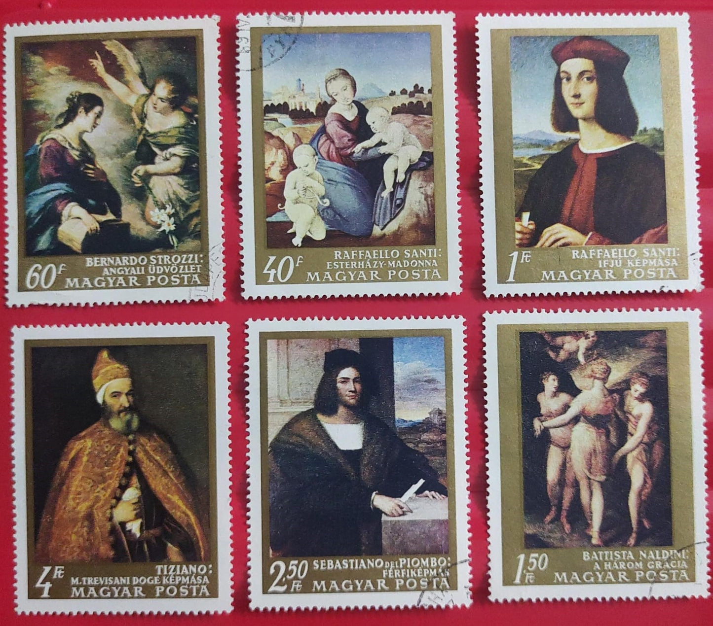 Hungary 6 stamps on paintings