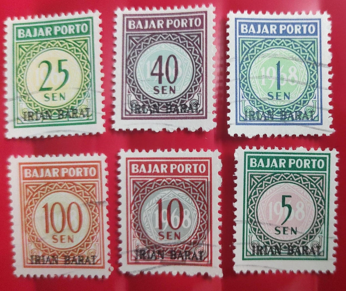 6 diff Indonesian old issue stamps of 1968- with overprint.