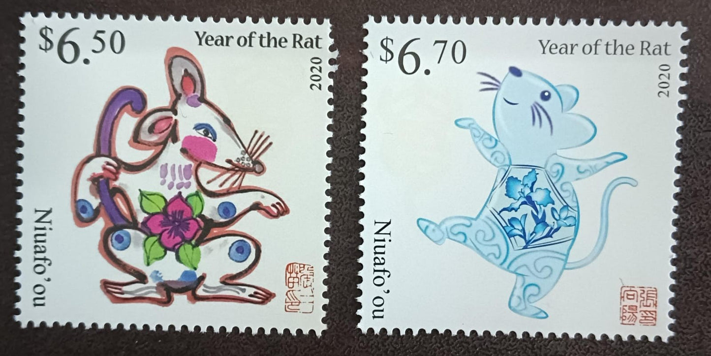 Niuafoou pair of stamps on year of rat ЁЯРБ