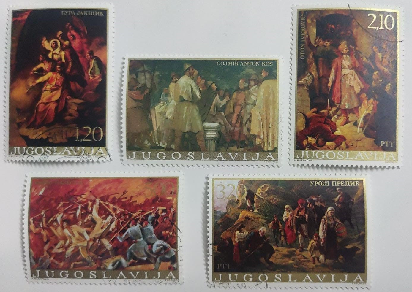 JUGOSLOVAKIA - dead country - 5 cancelled stamps on freedom struggle.