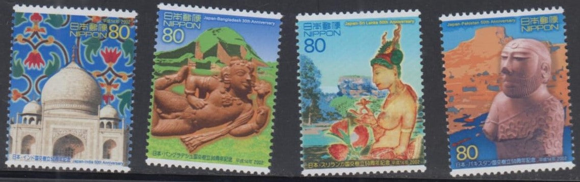 2002- Japan beautiful stamps related to India Bangladesh Sri Lanka and Pakistan