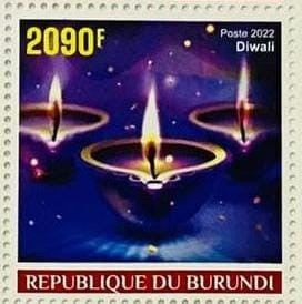 4 stamps on Shri Ram and Diwali, issued from Burundi.