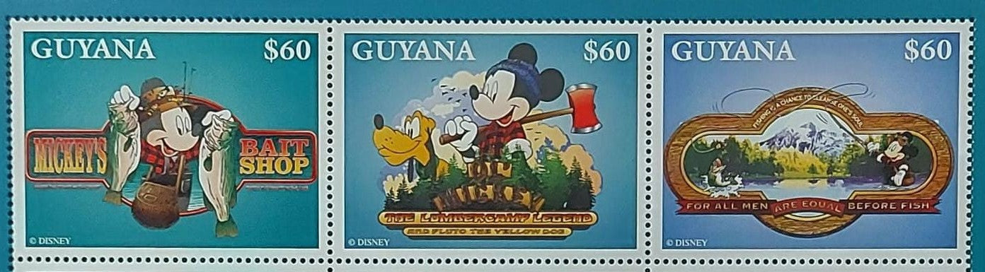 Guyana 1996 Mickey Mouse and Friends Outdoors mnh Setenent set of 3 stamps