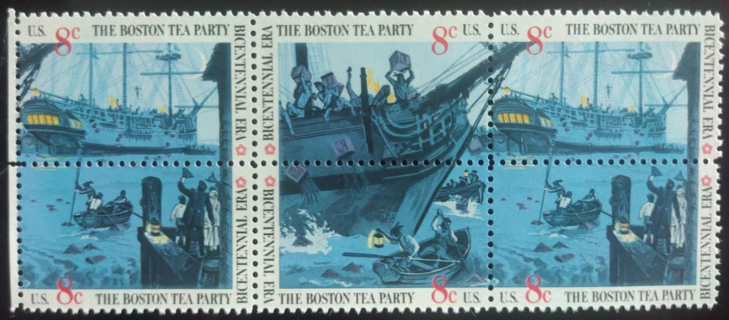 USA .BOSTON TEA PARTY BI.CENTENARY BLOCK OF 6 STAMPS- MINT