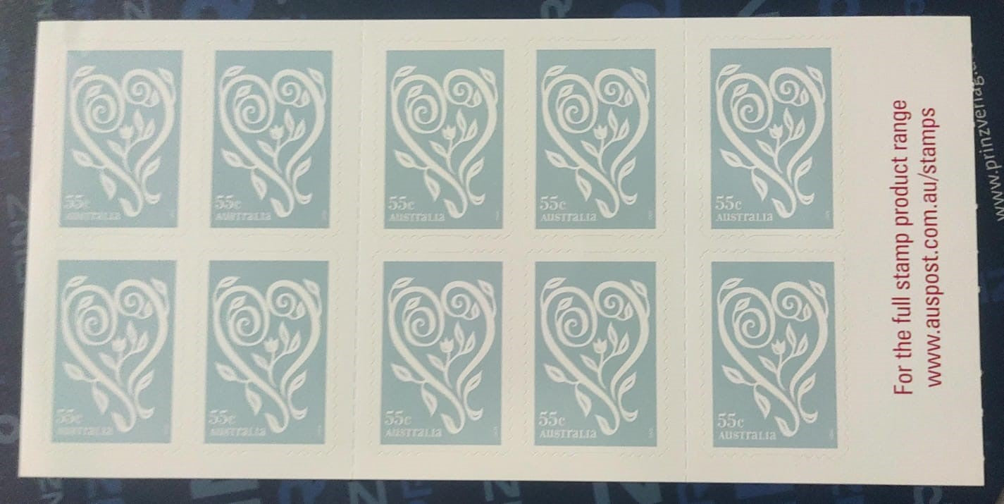 Australia beautiful booklet of 10 stamps on loveЁЯТУ