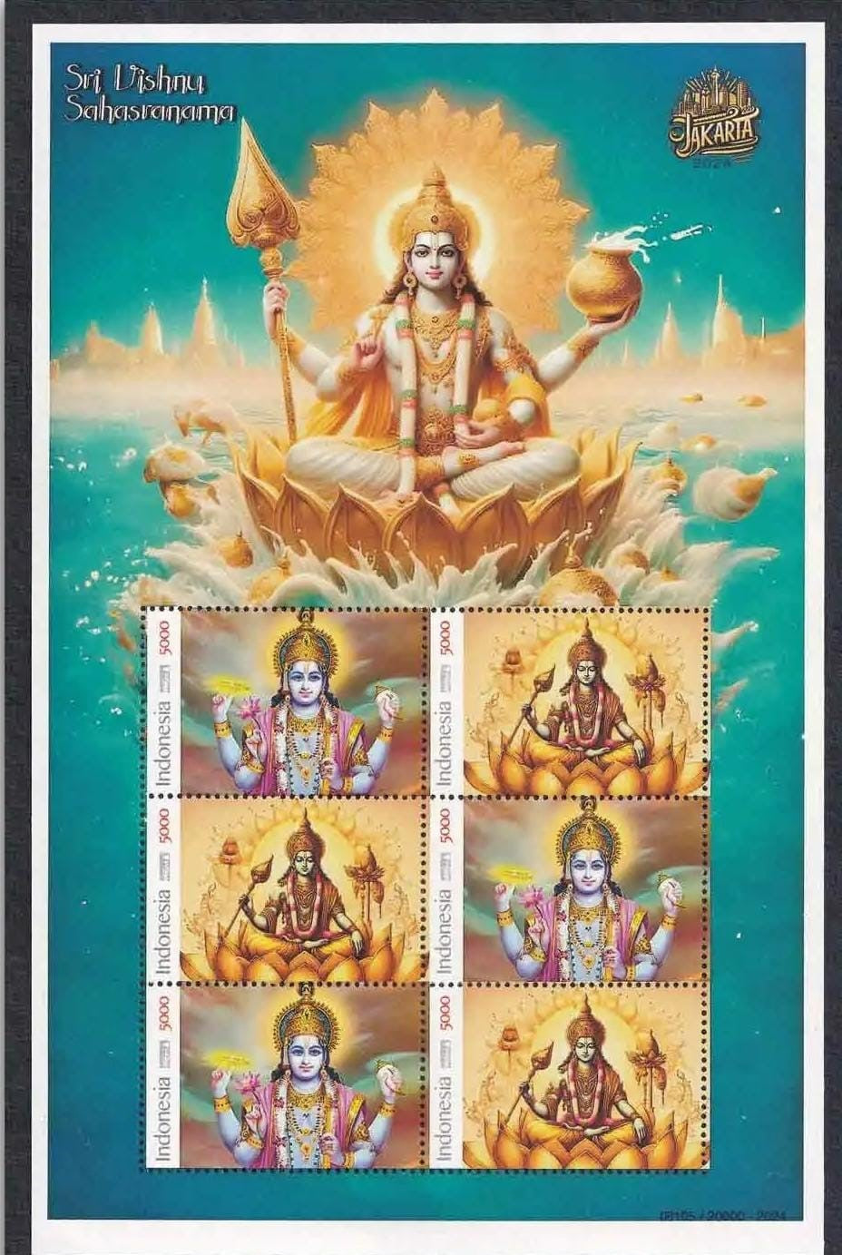 2024 Indonesia Hinduism God Vishnu Stamps Sheetlet