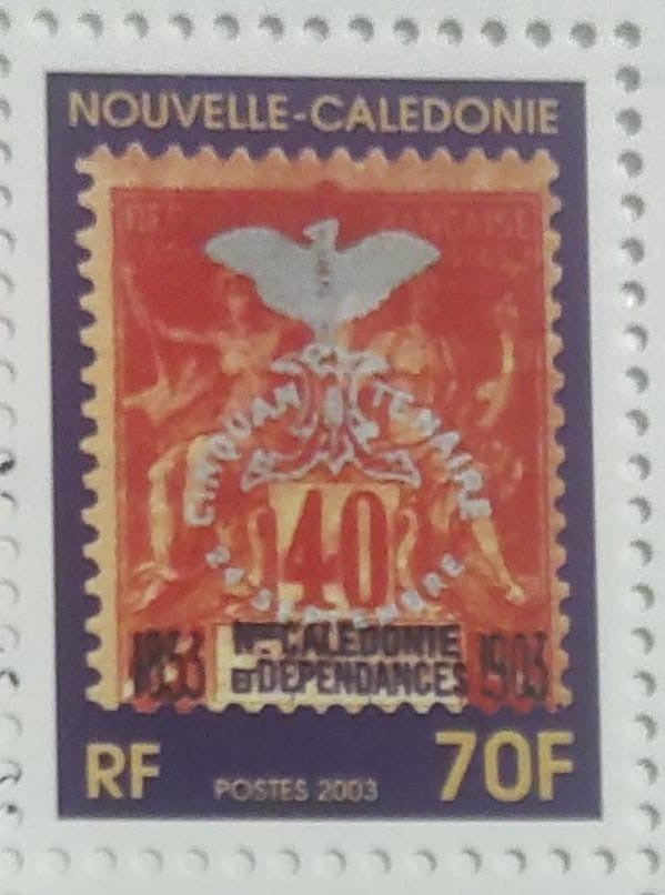 New Caledonia World's first stamp with real Nickel issued in 2003 + One overprint stamp