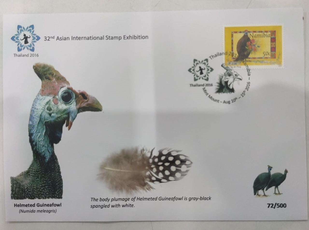 Namibia 2016 special cover on bird with real feather affixed on the cover. (First ever cover- I think)