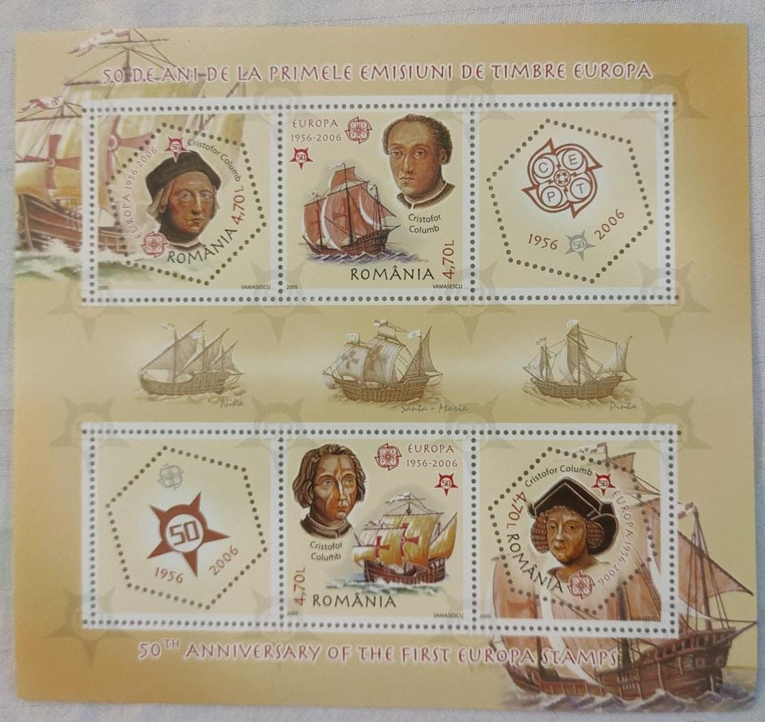 Romania odd shaped - hexagonal shaped 4 stamps in a MS.