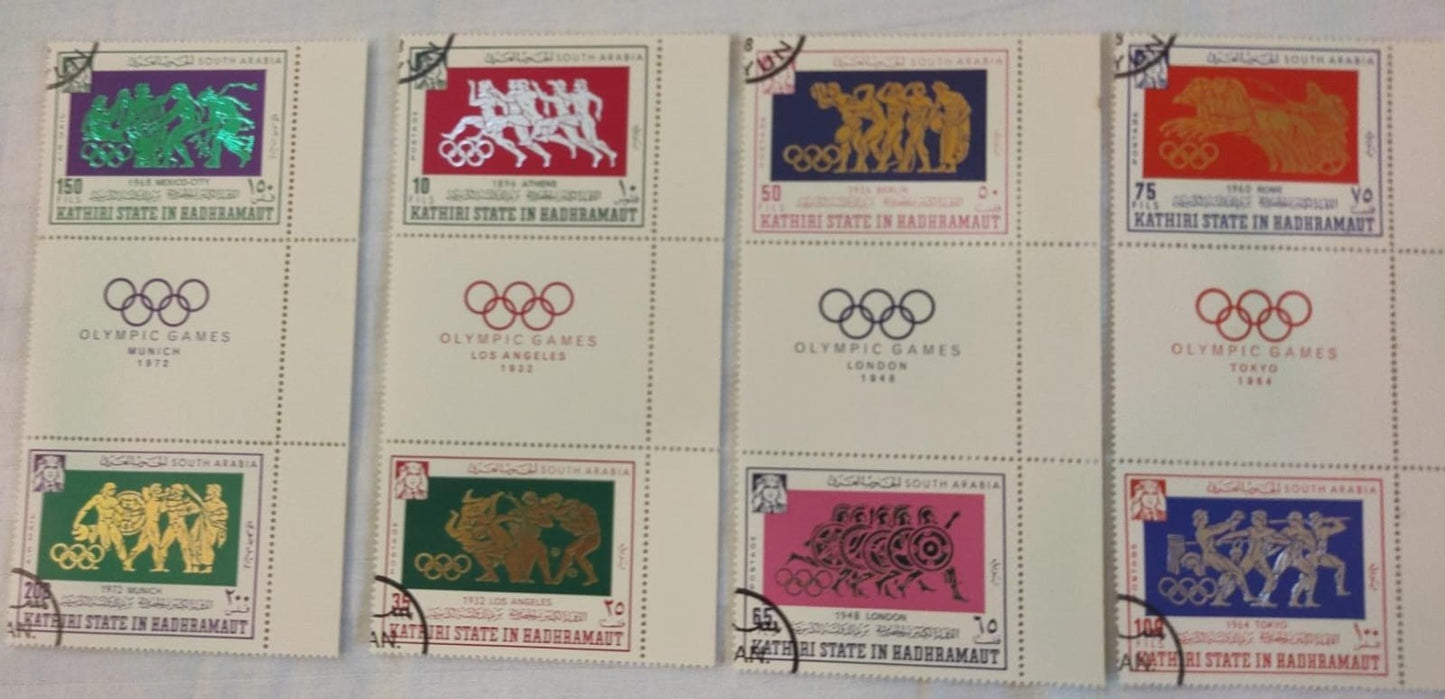 S.Arabia 8 v complete set with gutter margin with olympics logo .