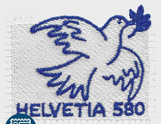 Switzerland 🕊️ Dove embroidery stamp- part of omnibus issue/joint issue of embroidery stamps from 12 different countries/agencies