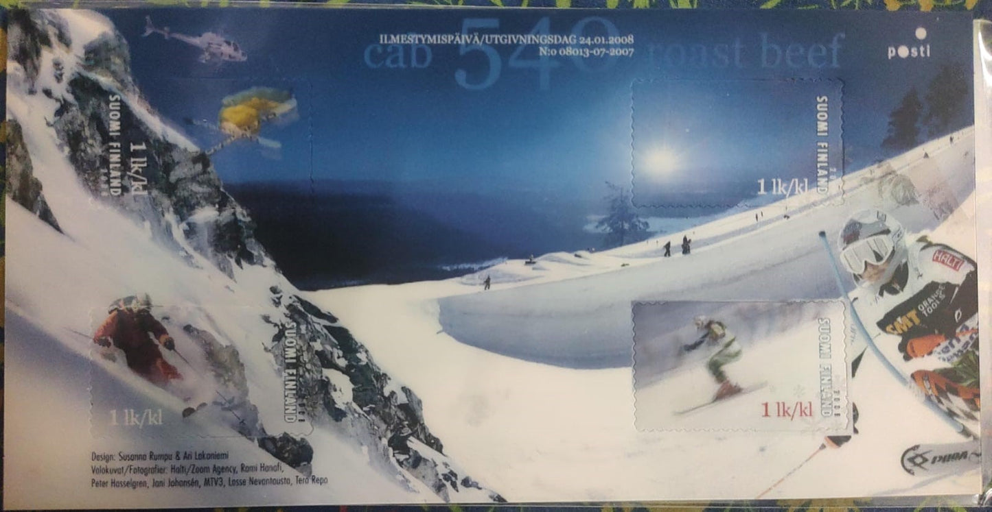 2008 Finland- unique Lenticular ms- Moving images on Ice skating and games. Big sized MS with 4 stamps . Beautiful.