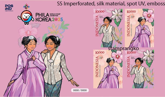 Set of three unusual sheets from Indonesia 2025 Phila Korea 2025 Traditional Dresses Silk Stamps