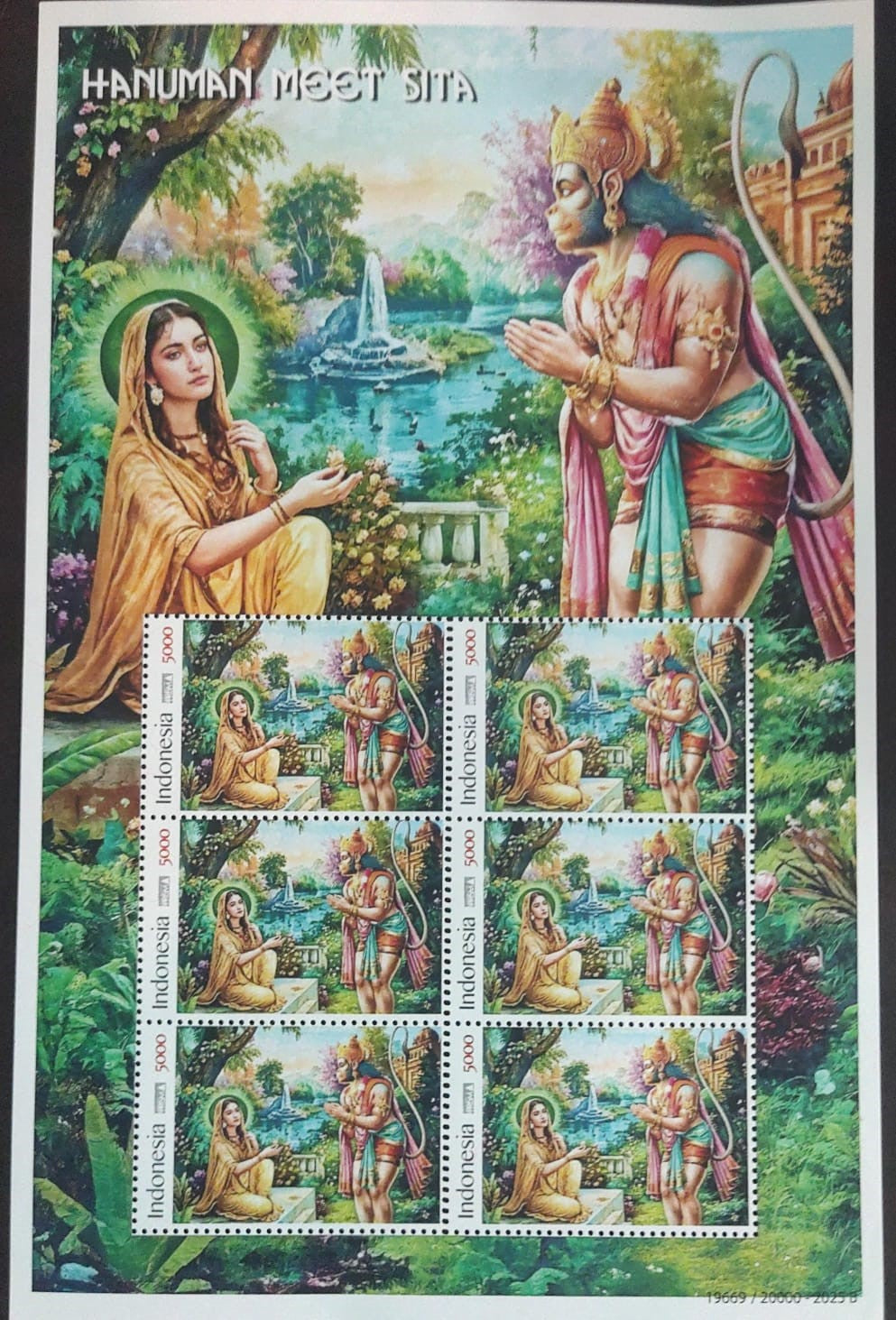 Indonesia Hanuman Sita sheetlet - from Ramayan series