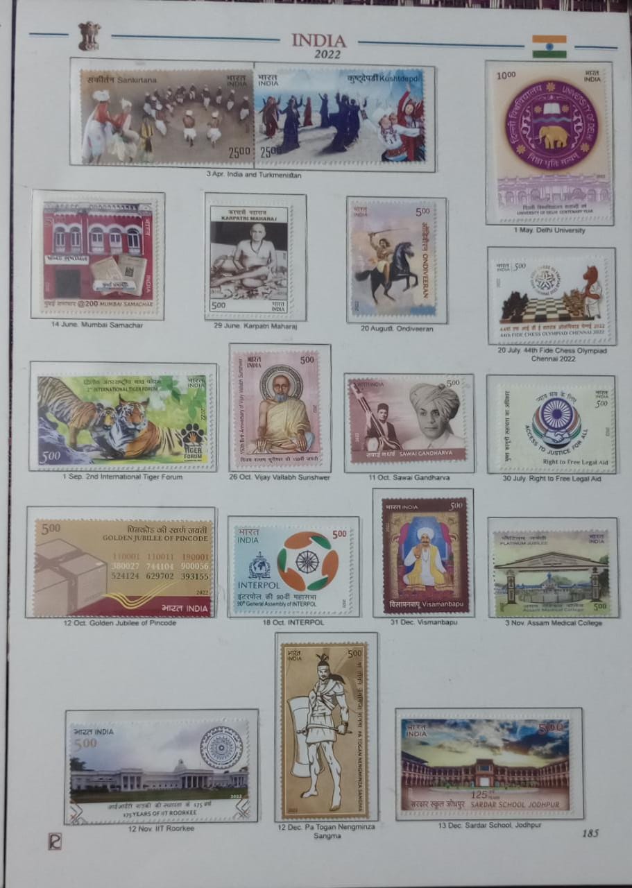 India Complete Mint year set of all commemorative stamps of 2022