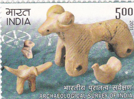 India mint- 20 Dec'11 Archaeological Survey of India 150 Years Anniversary- animals clay models