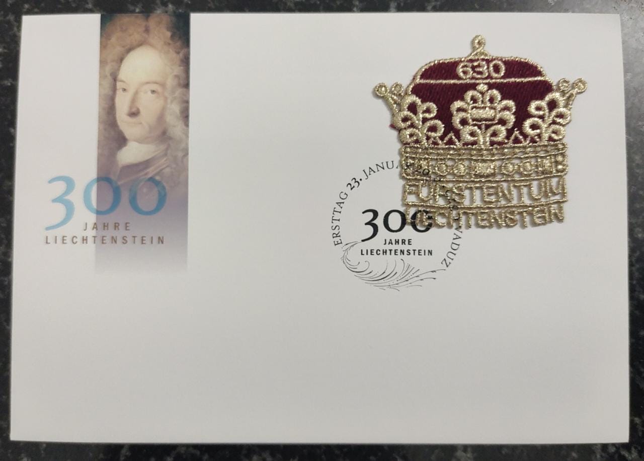 Liechtenstein 2019 -300 years of Liechtenstein gold embroidery.
*FDC*