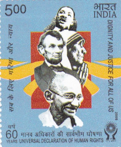 Gandhi,.St.Teresa,Lincoln-All in one stamp Universal declaration of human Rights.