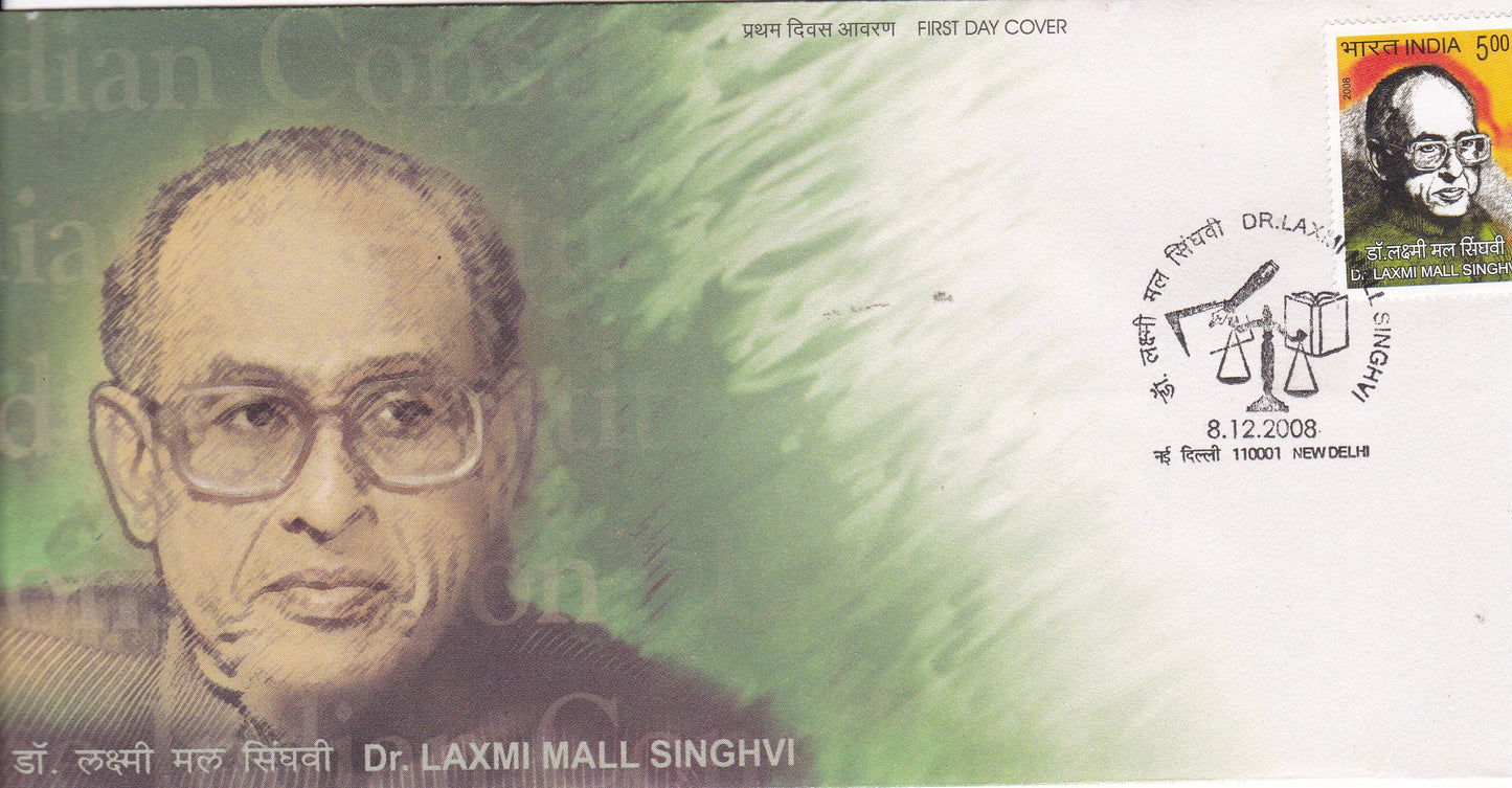 India Dr.Laxmi Mall Singhvi FDC-2008.