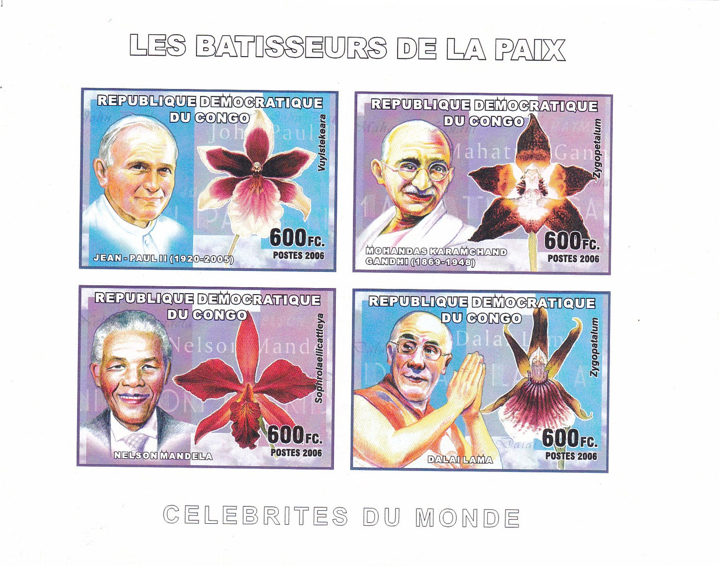 Congo Gandhi Imperf 2006 Stamps