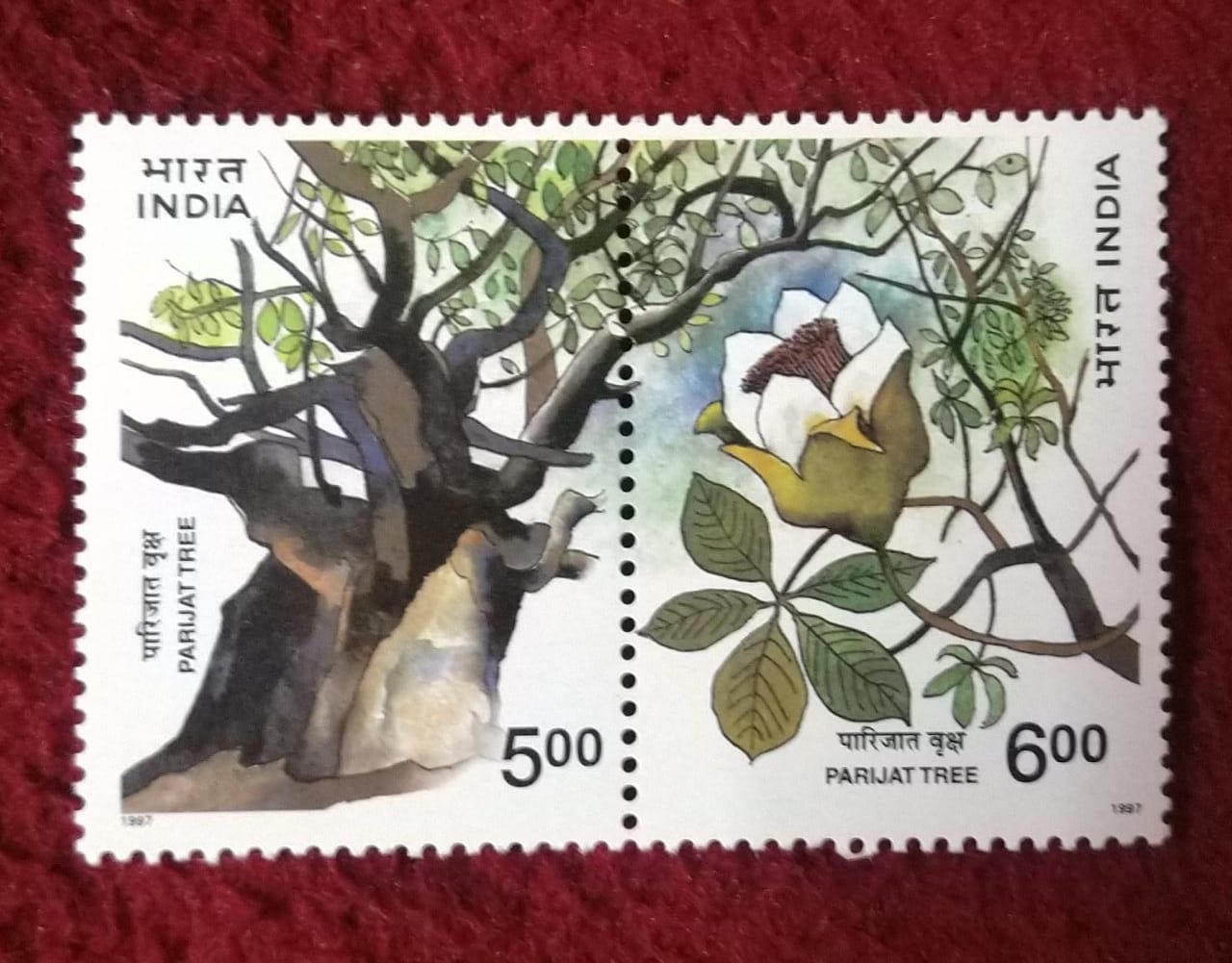 India-Parijat tree setenent pair of 1997. MNH