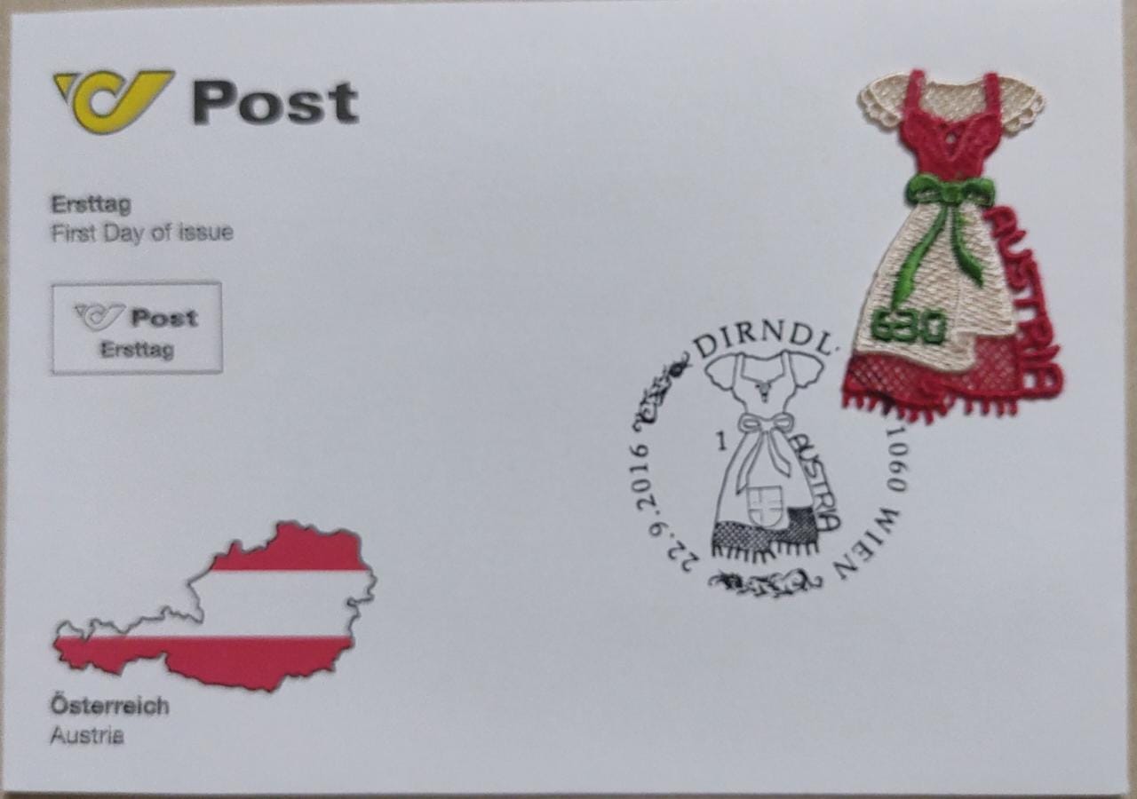 One of the most beautiful embroidery stamp From Austria- issued in 2016.-FDC