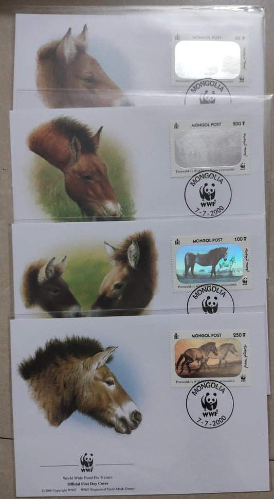Mongolia 2000 set of 4 Hologram stamps FDCs.