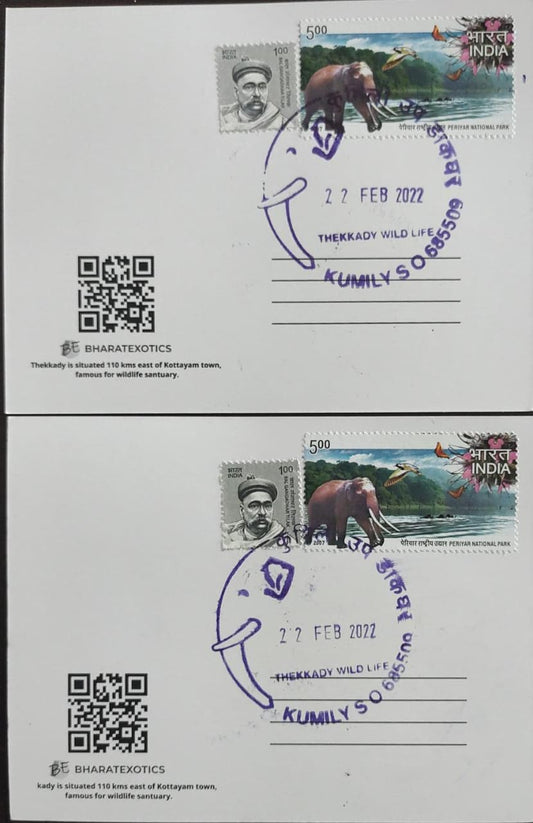 Set of two picture post cards on elephants 🐘🐘.
