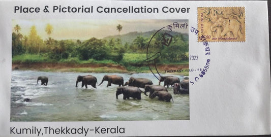 Place and permanent pictorial cancellation cover with PPC of 🐘 from Kumily Thekkady wild life santuary.