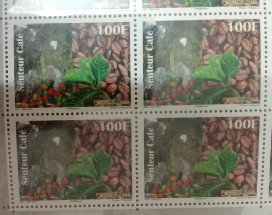 French Polynesia 2015 scented stamp -with scent of Coffee ☕ .